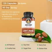 Ancient Bliss Lion's Mane Supplement - 120 Mushroom Capsules- Mental Clarity, Wellness, Energy & Focus- Memory & Immune Support Supplement.