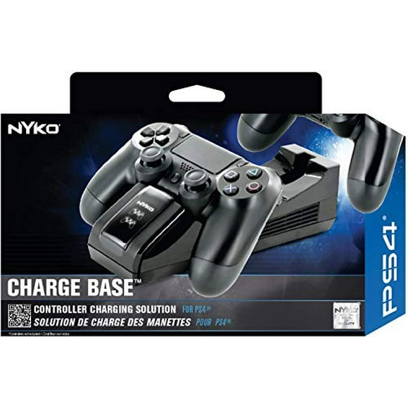 Nyko Charge Base - PlayStation 4 with a Modern and Simple Drop and Charge Design, Dual Patented Dongle Charging Port, Includes a USB and Wall Mount for Super Fast Charging of PS4, PS4 Pro and PS4 Slim
