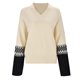 thumbnail image 1 of Gibobby Sueter para mujer invierno punto diseño de en contraste para mujer con puños anchos y suéter de punto con cuello en V(Beige,G), 1 of 5