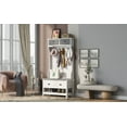 thumbnail image 3 of Euroco Hall Tree with 6 Hooks and Hinged Lid, Coat Hanger, Entryway Bench, Storage Bench, 3-in-1 Design, 69INCH, for Entrance, Hallway, 3 of 9