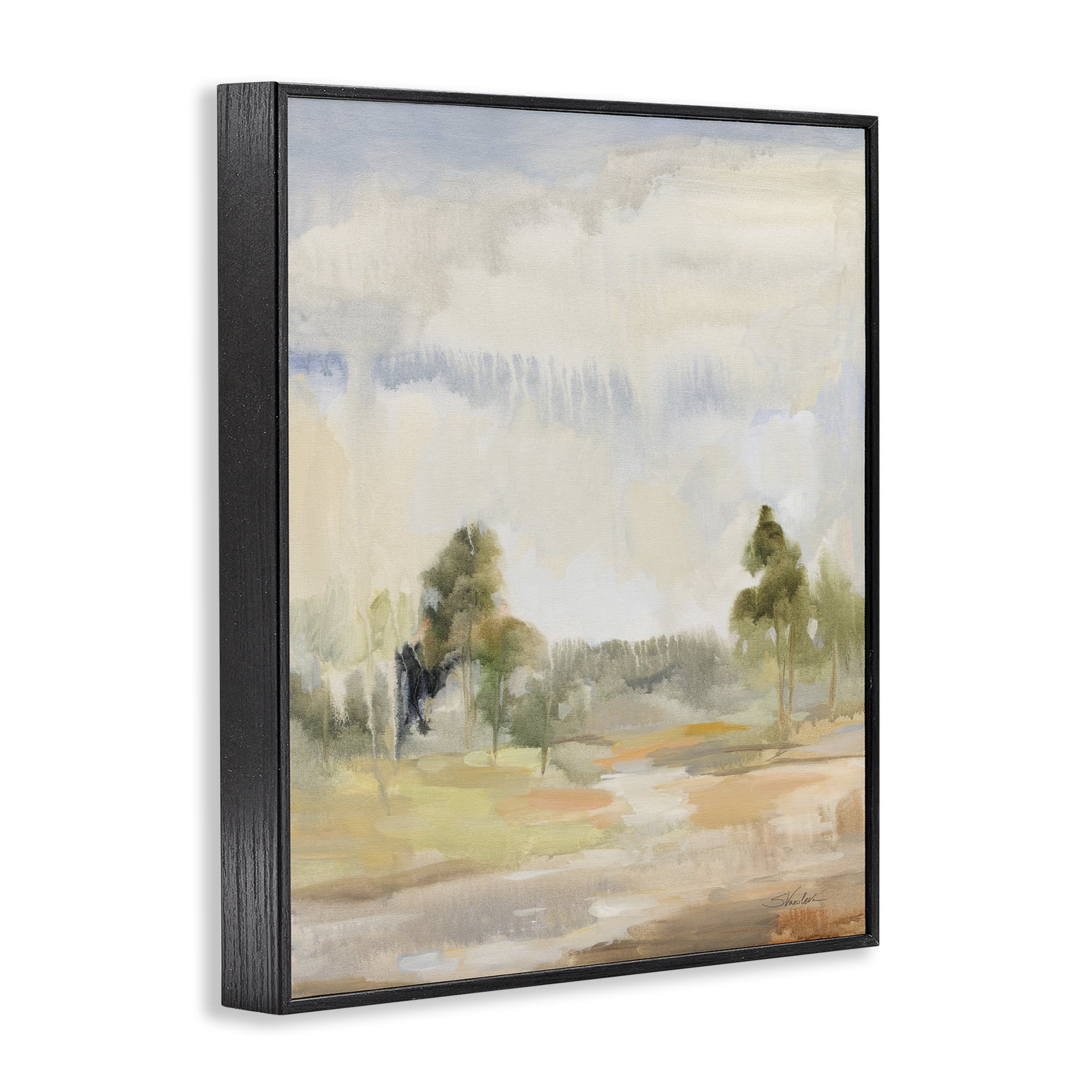 Stupell Industries Light Summer Rain Landscape Painting Black Framed Art Print Wall Art, 24 x 30