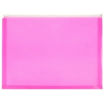 JAM Paper Plastic Zip Envelopes, 9 3/4 x 13, Hot Pink, 12 per Pack