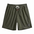 thumbnail image 3 of Mens Shorts with Pockets and Drawstring Jacquard Texture Casual Men's Shorts Waffle Knit Short, Army Green, L, 3 of 4
