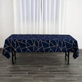 thumbnail image 2 of BalsaCircle 60" x 102" Navy Blue Gold Metallic Geometric Design Polyester Rectangle Tablecloth, 2 of 8