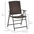 thumbnail image 2 of Outdoor Wicker Dining Chair Set of 4, Rattan Foldable Chair with Steel Frame for Garden, Backyard, Porch, Brown, 2 of 7