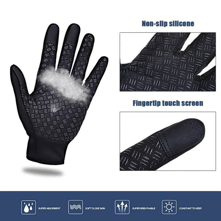 Dazone Winter Thermal Gloves Touch Screen Glove Water Resistant Windproof Warm for Driving Cycling Running, Adult Unisex, Size: One size, Black