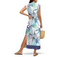 thumbnail image 4 of KUIFORTI Husband and Wife Clothing Blue Bamboo Lightweight Couple Matching Outfits Round Neck Maxi Dress with Pockets 4-Way Stretch Suitable for Everyday Casual Wear, 4 of 7