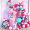 thumbnail image 1 of Kit de arco de globos divertido, rosa intenso, morado y azul para fiesta de niñas, 1 of 7
