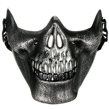 Ww2 Airsoft Gear CAMTOA Airsoft Half Face Protective Skeleton Skull Gear Mask For Game War Hunting ,Silver color ()