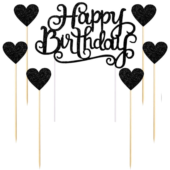 Set de toppers para pastel Palasasa con brillo dorado Happy Birthday