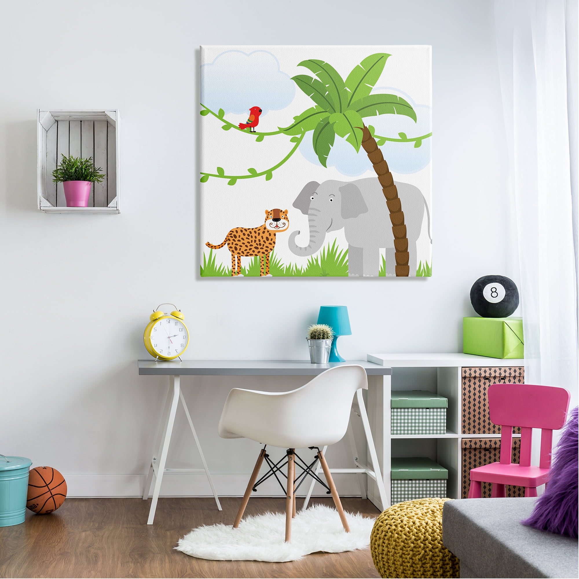 Stupell Industries Cartoon Jungle Animals Animals & Insects Painting Gallery Wrapped Canvas Art Print Wall Art, 36 x 36