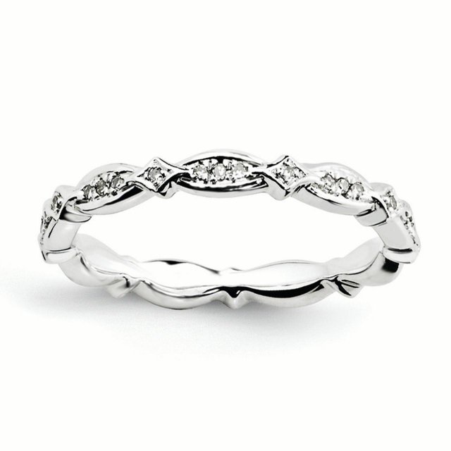 Bague en Argent Sterling Stackable Expressions Diamant Taille 5