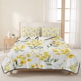thumbnail image 3 of Twin Quilt Set 68''x86'', Yellow Flowers Spring Lightweight Summer Bedspread Coverlet Set with 2 Pillow Shams, Elegant Farmhouse Botanical Breathable All Season Quilt Bedding for Dorm/Bedroom, 3 of 9