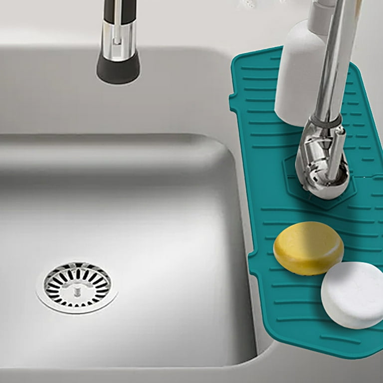 Fairnull Faucet Drain Pad Food Grade Waterproof Silicone Faucet Splash  Water Drainer Sink Protective Mat Kitchen Supplies