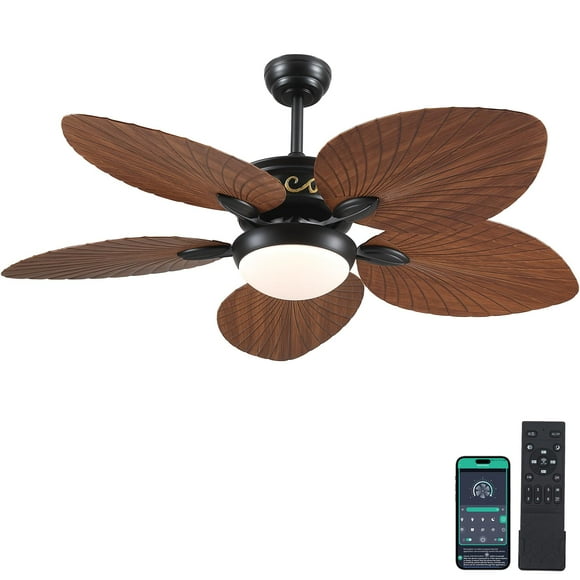 Ventilador de techo Wiviniya Tropical Palm Leaf de 52 pulgadas con luces