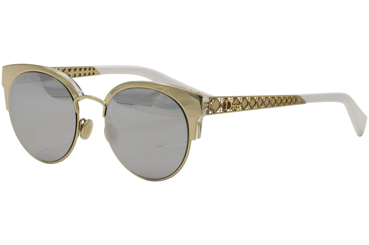 Christian Dior Women's Diorama Mini J5GDC Gold Round Cat Eye Sunglasses 50mm Christian Dior Women's Diorama Mini J5GDC Gold Round Cat Eye Sunglasses 50mm