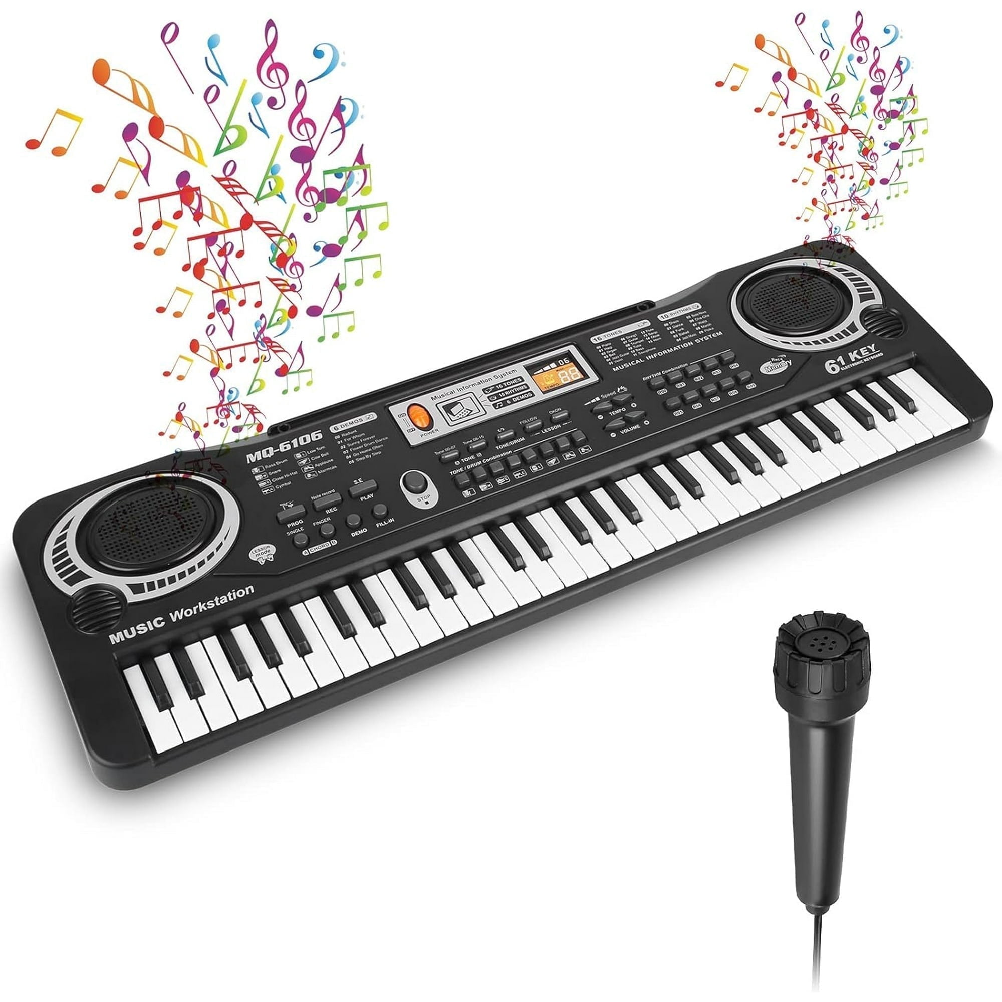 Anself 61 Key Electronic Keyboard Piano with Microphone for Kids