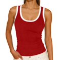 thumbnail image 5 of Womens Tank Tops U Neck Sleeveless Ribbed Knit Camisole Summer Outfits Fashion Clothing Red M, 5 of 7