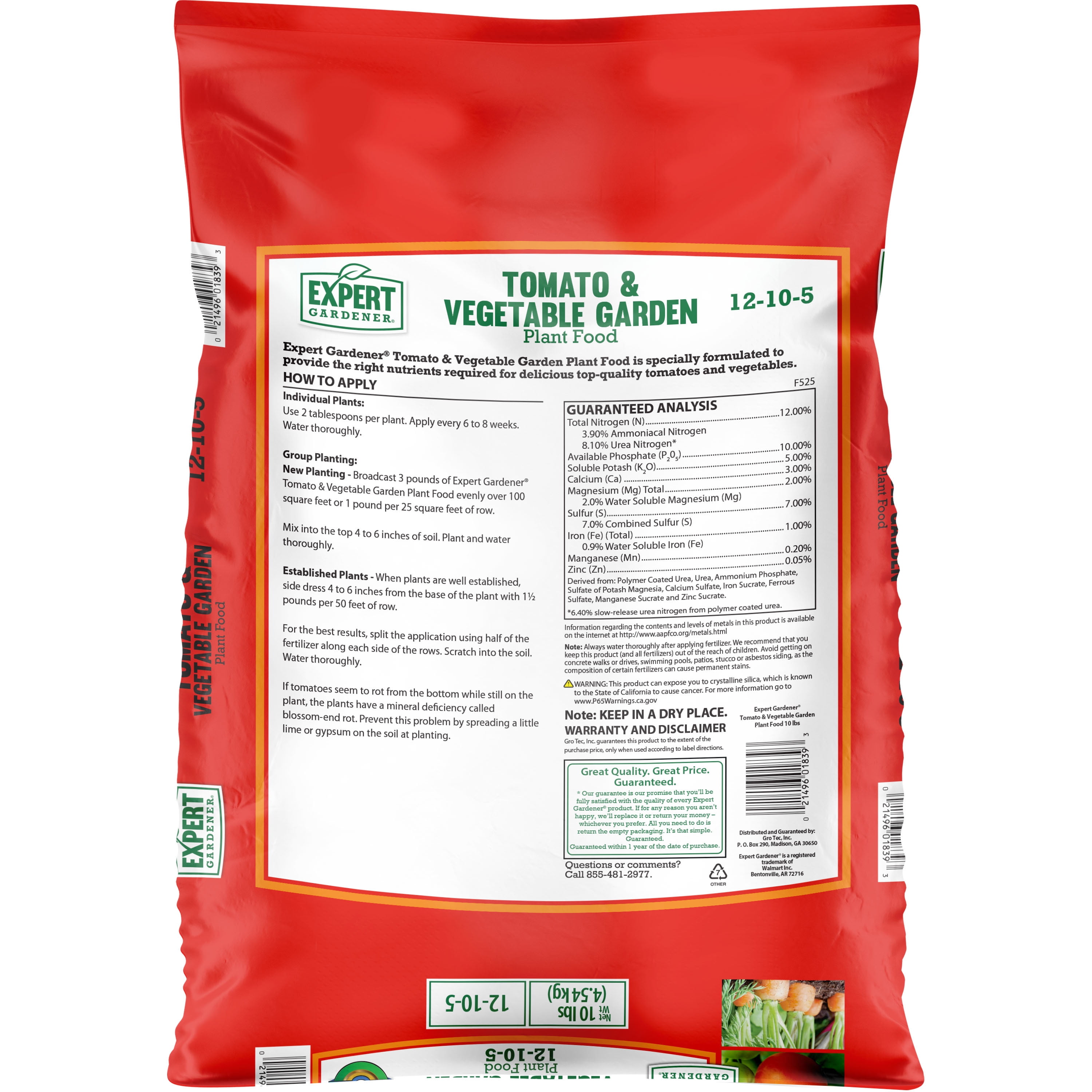 Product labels of commercial fertilizer