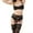 Black, variant on Women's Demi Cup Bra Thongs Garters Stocking Lingerie Set