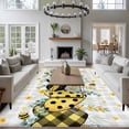 thumbnail image 3 of Bees Loves Large Area Rugs 8x10 ft Vintage Country Yellow Bee Plaid Dot Love Floral Grey Plaid Washable Rug Non Slip Indoor Carpet Absorbent Floor Mat for Living Room Bedroom Dining Room, 3 of 9