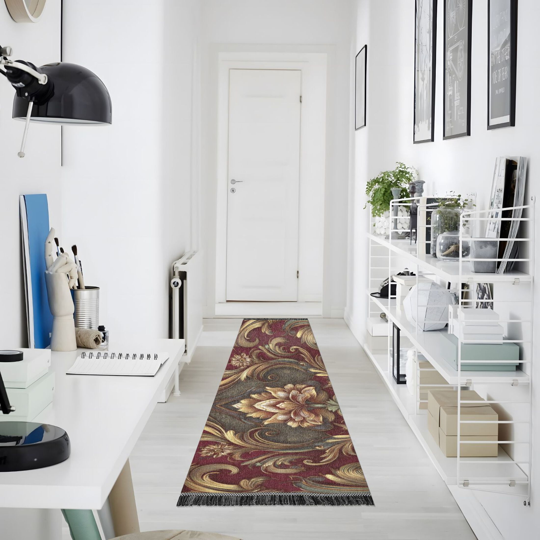 Bedroom Hallway Indoor Outdoor Mat With Rubber Backing Runner Rug Long Luxurious Of Baroque