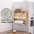 thumbnail image 4 of Danfoxer Wrap Dispenser with Cutter and Labels,4-in-1 Wall Mounted Bamboo Plastic Wrap Organizer with Spice shelf and Paper Towel Holder for Aluminum Foil,Cling Wrap,Wax,Parchment(Natural), 4 of 5