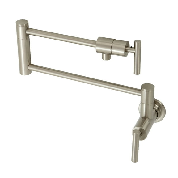 Kingston Brass KS4108CML Manhattan Two-Handle 1-Hole Wall Mount Pot Filler Faucet in Brushed Nickel