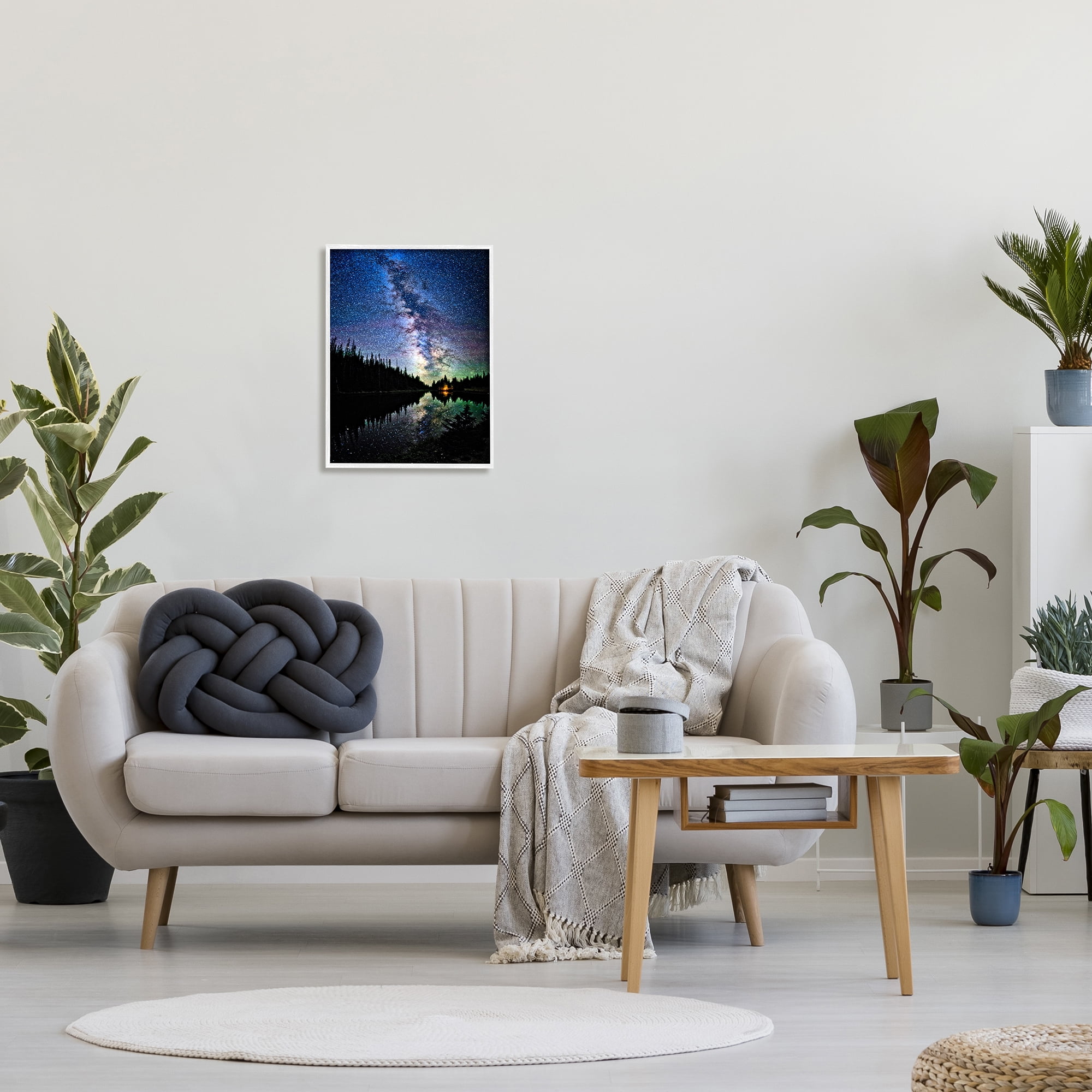 Stupell Industries Nebula Over Lake Landscape Nature Photography White Framed Art Print Wall Art, 16 x 20