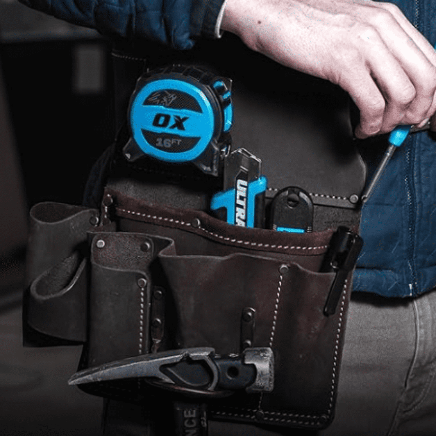 Pro Full Grain Leather Tool Pouches - Made with Double Stitching and Rivet Reinforced Pockets