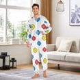 thumbnail image 3 of Adult Onesie Tile Flower Abstract Tile Zipper One-Piece Pajamas Unisex with Pockets, 3 of 6