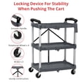 thumbnail image 6 of Portable Collapsible Service Cart, 3 Tier Folding Utility Cart Storage Trolley with 2 Lockable Wheels, 6 of 9