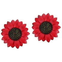 FRCOLOR 2 pcs Iron Art Imitation Flower Wall Decor Wall Hanging Ornament for Decor (Red)