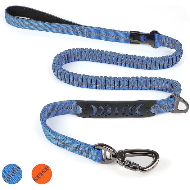 Correas elásticas para perros con asa acolchada suave Correa para perros antitirones ajustable con hebilla para cinturón de seguridad, correas para perros, cuerda elástica para per