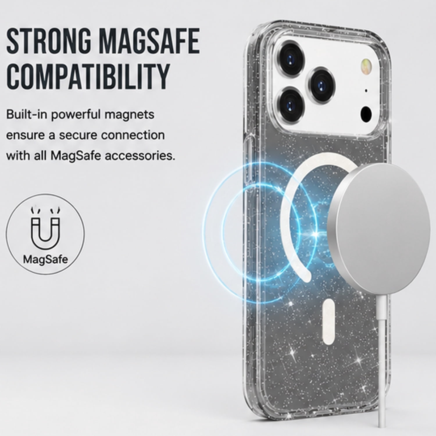 Slim Transparent Color Case with Magsafe for iPhone 17 Pro - Sparkle Black