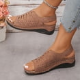 thumbnail image 3 of Rokment Womens Orthopedic Wedges Gladiator Sandals Vintage Comfortable Hollow out Leather Platform Arch Support Walking Dress Sandals for Beach Summer Brown Size 6.5, 3 of 5