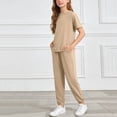 thumbnail image 6 of Girls Active Outfit Set Toddler Girl Comfy Loungewear Solid Short Sleeve Top & Jogger Pants Soft Casual Outfit Set, 6 of 6
