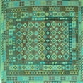 thumbnail image 1 of Ahgly Company Machine Washable Indoor Square Southwestern Turquoise Blue Country Area Rugs, 6' Square, 1 of 4