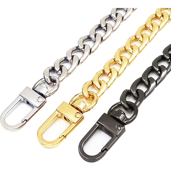 3 count Handbag Chain Straps Bag Strap Replacement Metal Purse Clutches Handles in 15.7 Inches Length for Purse Handbags DIY Crafts