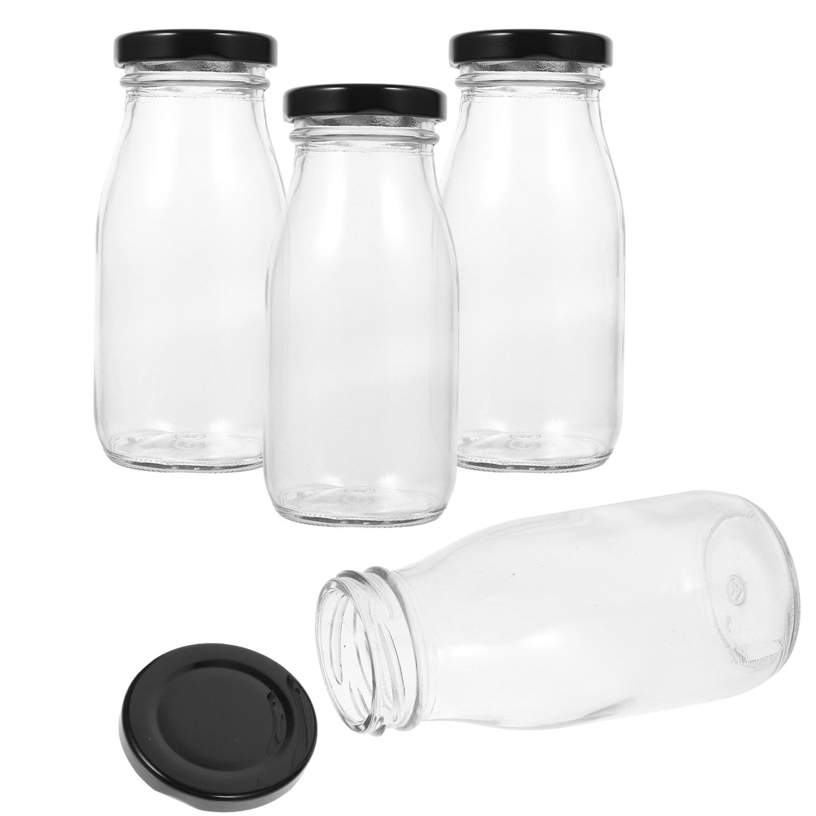 4pcs Milk Containers for Refrigerator Milk Jugs Glass Milk Bottles with