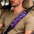 thumbnail image 5 of Xixirimido 5-Piece Car Seat Cover Set Breathable PU Leather Front Seat Covers with Seat Belt & Console Covers Universal Fit for SUV, Sedan, Truck, Purple Gothic Skulls, 5 of 8