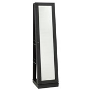 Brassex 3-Tier Jewelery Cabinet with Mirror & Castors, Black