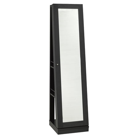 Brassex 3-Tier Jewelery Cabinet with Mirror & Castors, Black