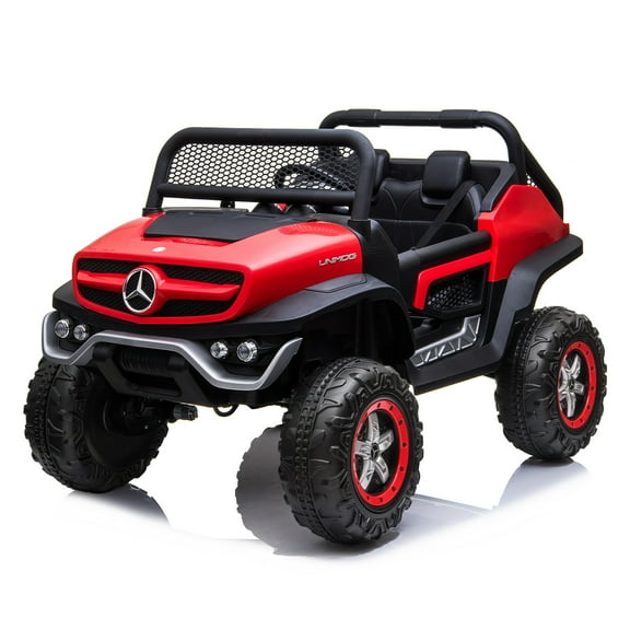 LUIBAS 24V 2-Seater Kids Ride On Truck, Licensed Benz Unimog Battery Powered Electric Kids Vehicle Toy W/Parent Remote Control, Slow Start, LED Lights, Bluetooth for Boys and Girls 3 Years Old, Red