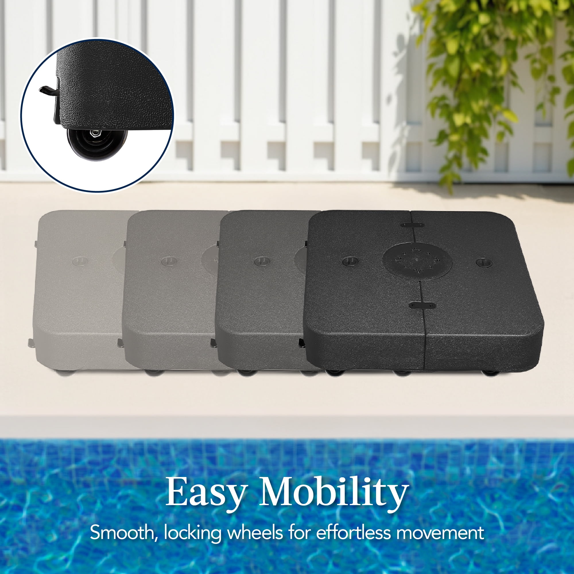 Best Choice Products Heavy-Duty Outdoor Cantilever Base Stand w/ Wheels, Locks, Fillable 330lb Capacity - Black