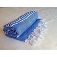 thumbnail image 2 of SussexHome Turkish Bath Towel Peshtemal Fouta 39" X 71" - 100% Cotton - for Beach Picnic Sarong (Blue), 2 of 5