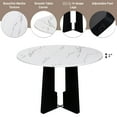 thumbnail image 7 of Dining Table And Chair For Room. 43-inch Round Table. 4 Upholstered Chairs. Modern Style. Fits Kitchen, Living Easy Assembly. Gray White With Seats. Tabletop Look. Comfortable Suitable Various, 7 of 7