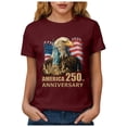 thumbnail image 6 of Duqingm 251th Anniversary Shirt Womens USA T Shirt American Flag Patriotic Shirts Womens Graphic T Shirts Round Neck Short Sleeve Tops Wine,XL, 6 of 7