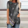 thumbnail image 1 of Puntoco Mujer Moda Casual Retro Impresión Blusa Cuello Redondo Manga Corta Camiseta tops Puntoco Puntoco-1675, 1 of 4