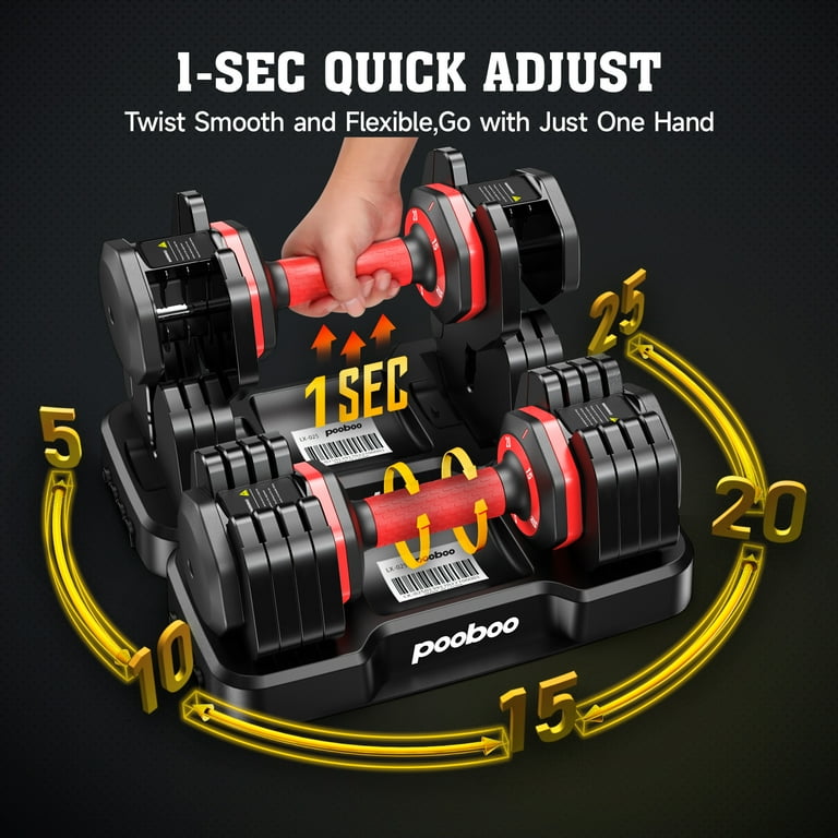1 Pair) LNOW 50lbs Quick Select Adjustable Dumbbells for